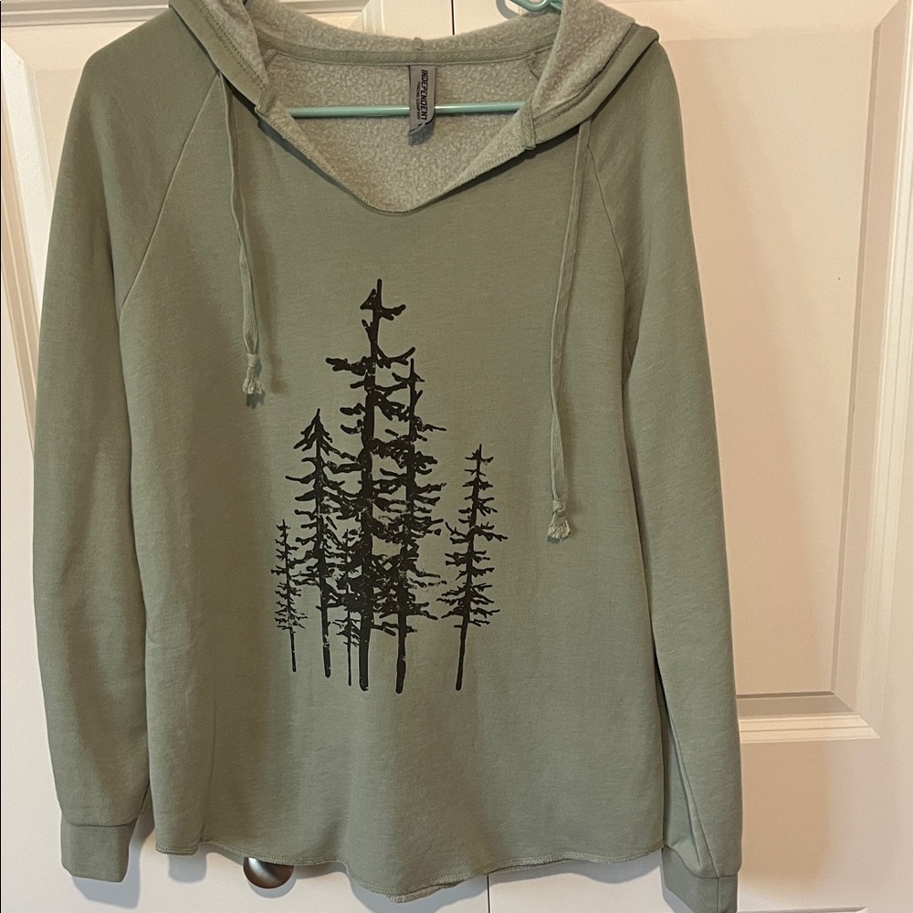 Green Hoodie with Tree Design